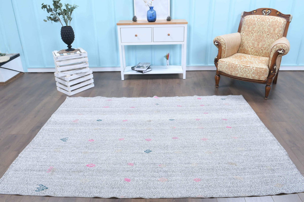 Handmade Vintage Flatweave Rug