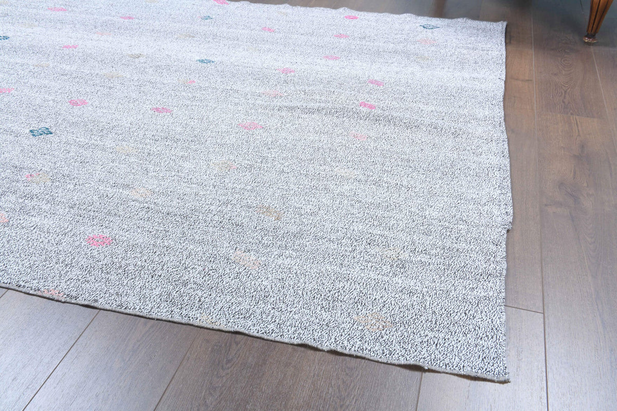 El yapımı vintage halı 157x229 cm düz desenli yün - desen detayı