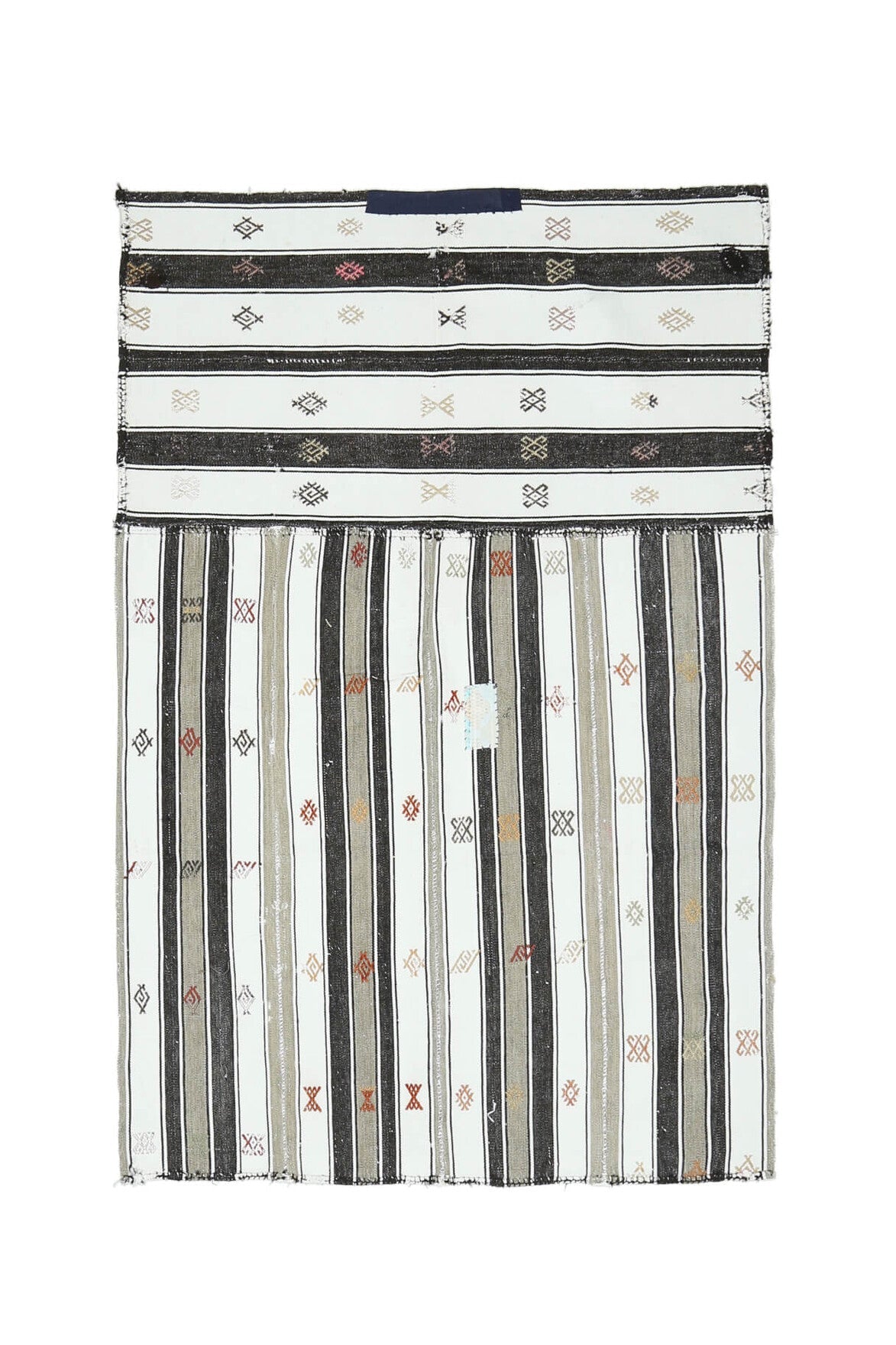 El yapımı vintage halı 140x213 cm çizgili desenli yün