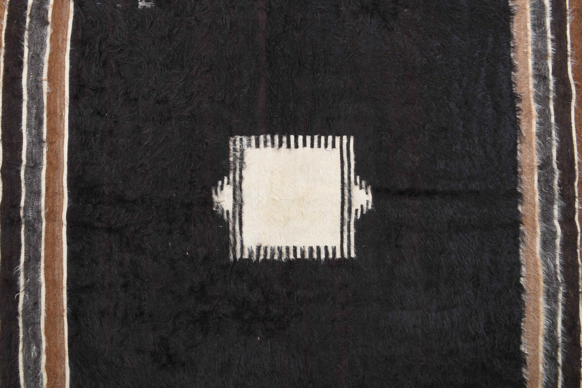 Handmade Vintage Black Flatweave Rug