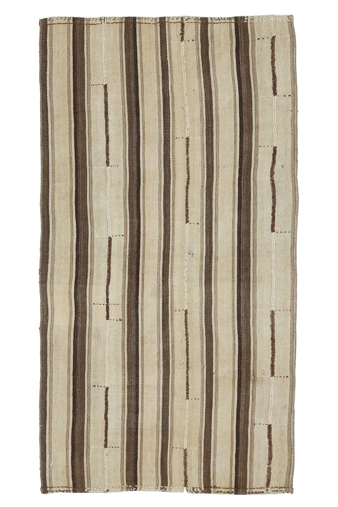 El yapımı vintage halı 109x213 cm i̇kat desenli yün - ışık altında renk detayı