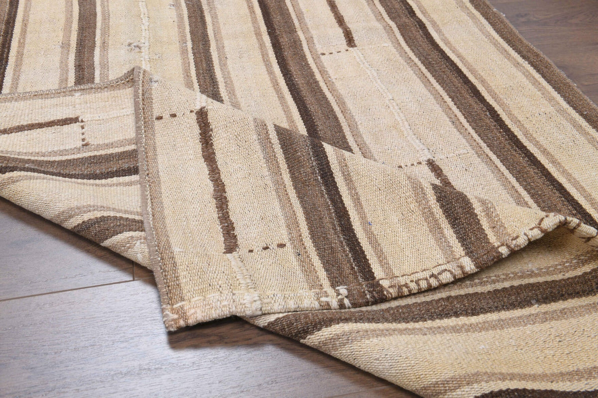 El yapımı vintage halı 109x213 cm i̇kat desenli yün - farklı açıdan görünüm
