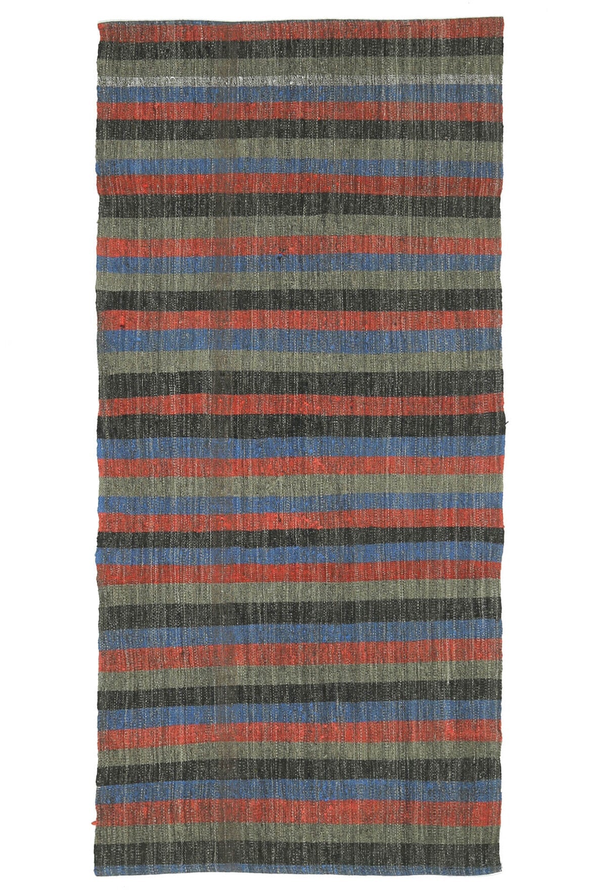 El yapımı vintage yolluk 107x241 cm çizgili desenli yün - ışık altında renk detayı