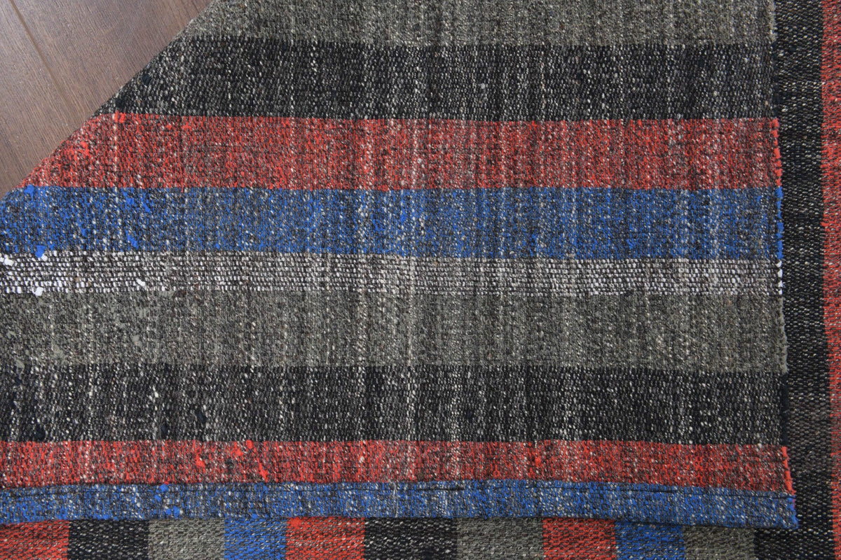 El yapımı vintage yolluk 107x241 cm çizgili desenli yün - açık alan görünümü