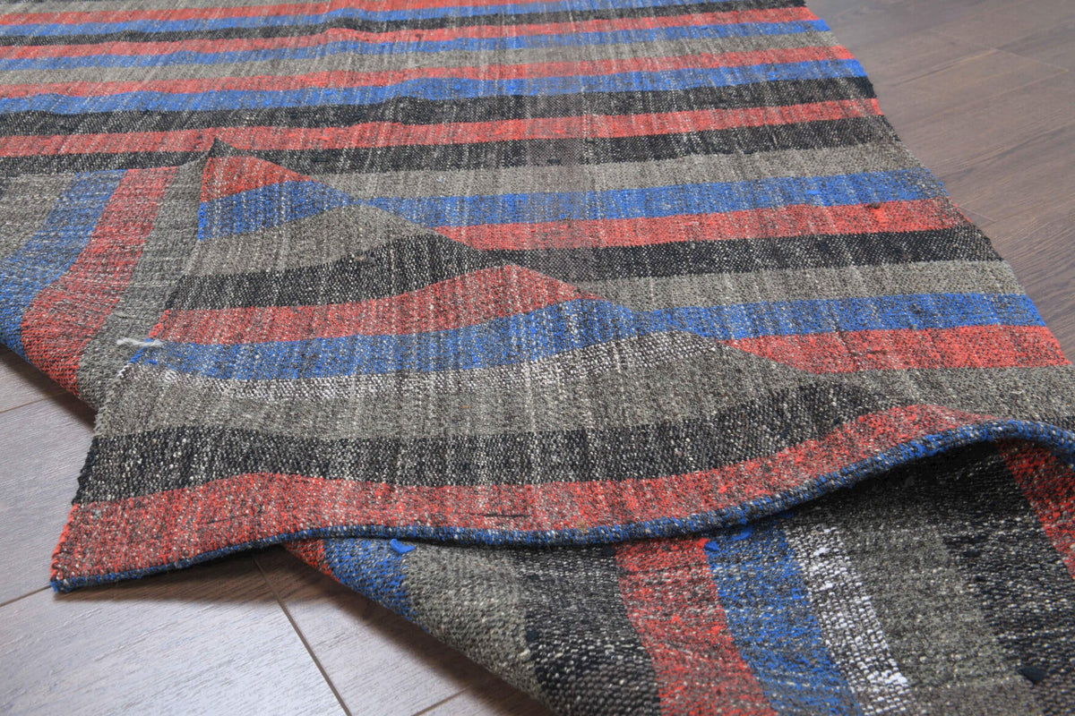 El yapımı vintage yolluk 107x241 cm çizgili desenli yün - farklı açıdan görünüm