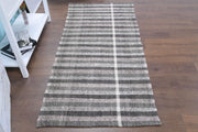 1960'lardan Anadolu kökenli çizgili el dokuma vintage kilim, 89x190 cm