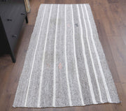 1960'lardan Anadolu kökenli çizgili el dokuma vintage kilim, 95x196 cm