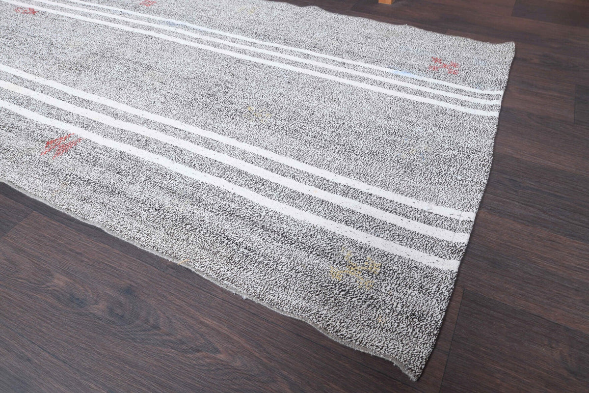 El yapımı vintage halı 94x170 cm çizgili desenli yün - mekan görünümü