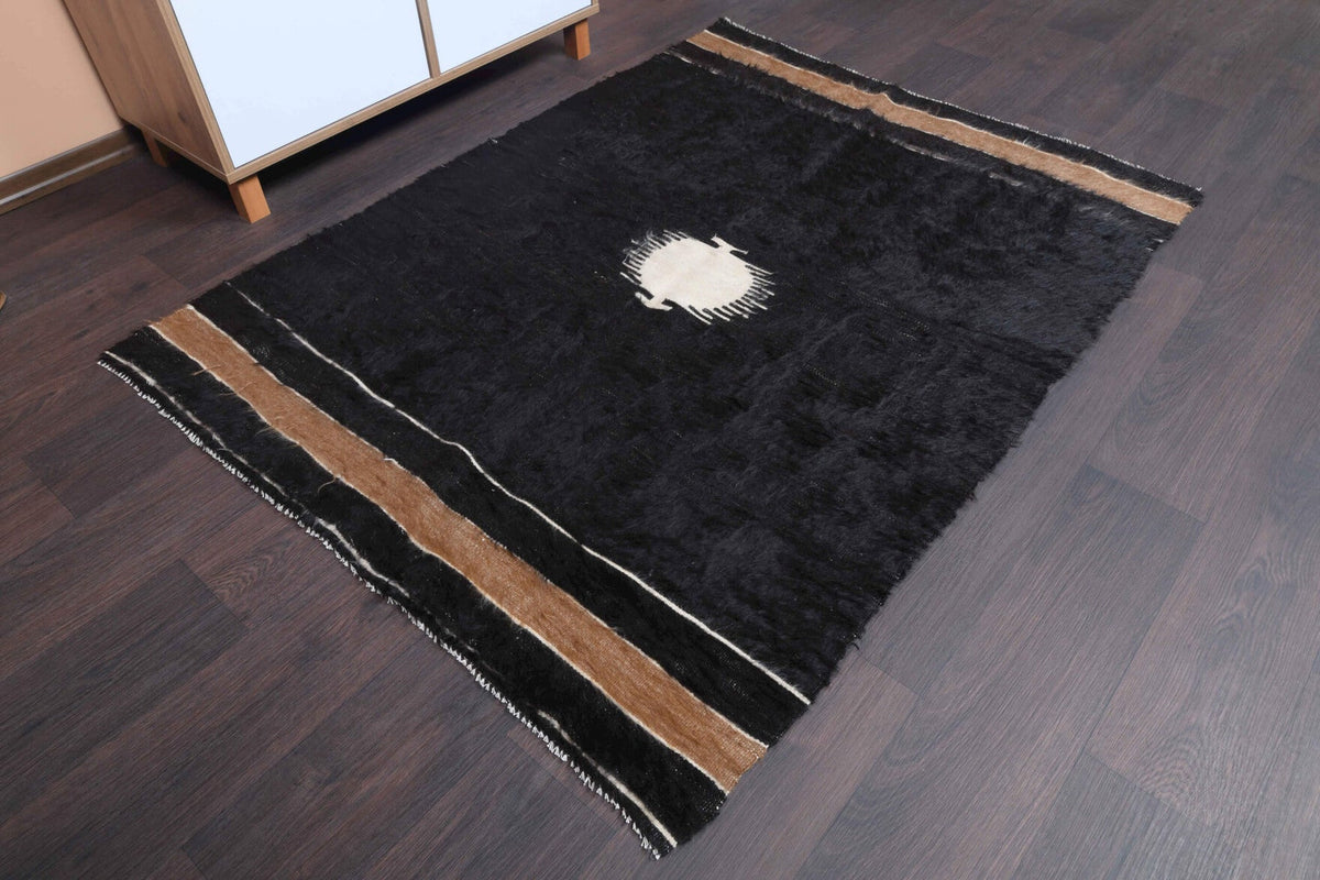 1960'lardan Anadolu kökenli madalyonlu el dokuma vintage kilim, 120x160 cm