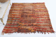 1960'lardan Anadolu kökenli ikat desenli el dokuma vintage kare kilim, 130x137 cm