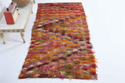1960'lardan Anadolu kökenli ikat desenli el dokuma vintage kilim, 103x220 cm