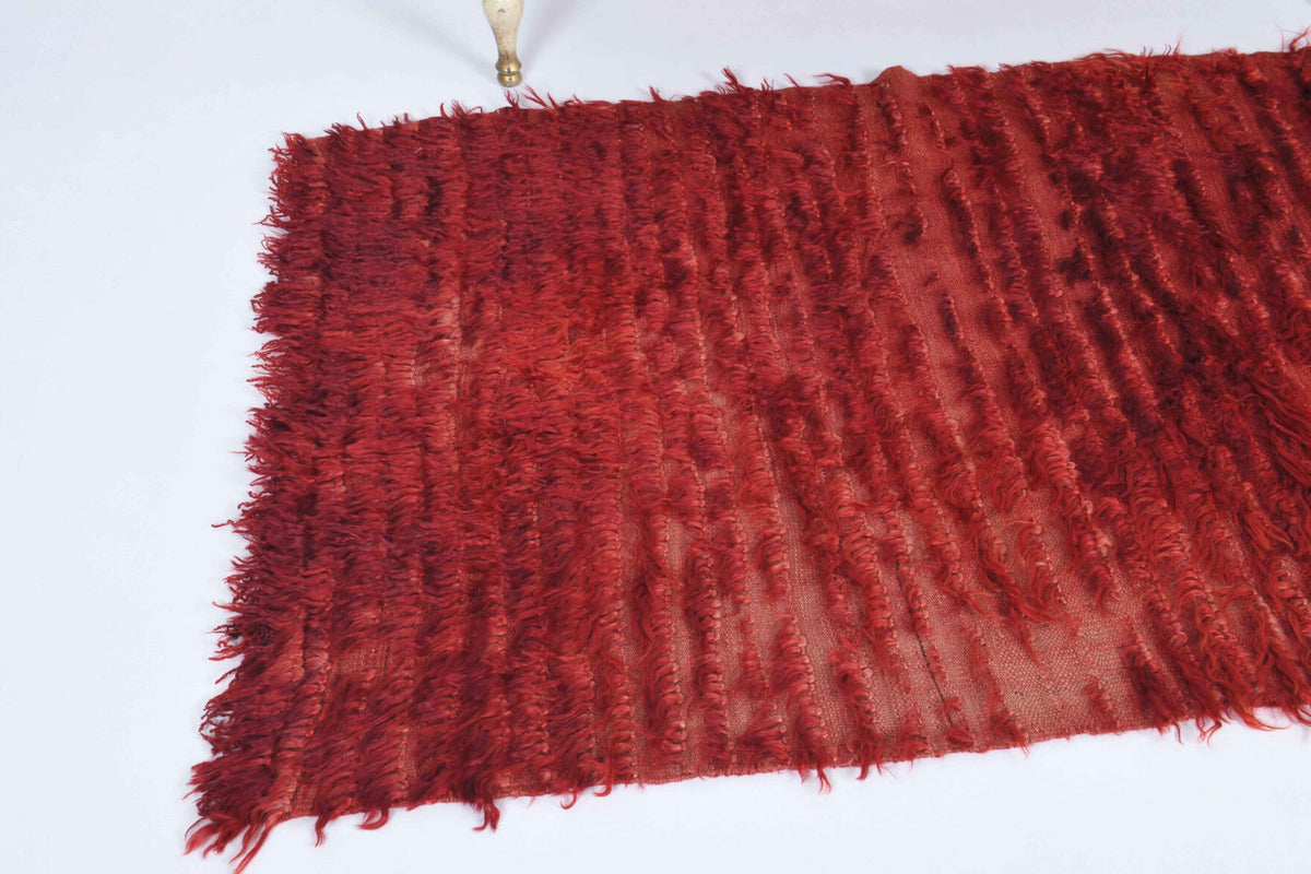 El yapımı vintage halı 94x142 cm i̇kat desenli yün - mekan görünümü