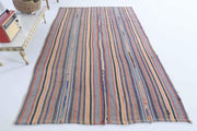 1960'lardan Anadolu kökenli çizgili el dokuma vintage kilim, 150x237 cm