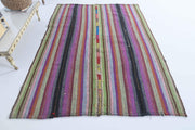 1960'lardan Anadolu kökenli çizgili el dokuma vintage kilim, 148x205 cm