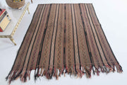 1960'lardan Anadolu kökenli çizgili el dokuma vintage kilim, 158x190 cm