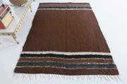 El yapımı vintage halı 137x198 cm düz desenli yün - detay görünümü