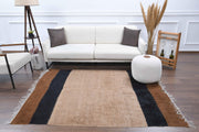 1960'lardan Anadolu kökenli düz zeminli el dokuma vintage kilim, 166x210 cm