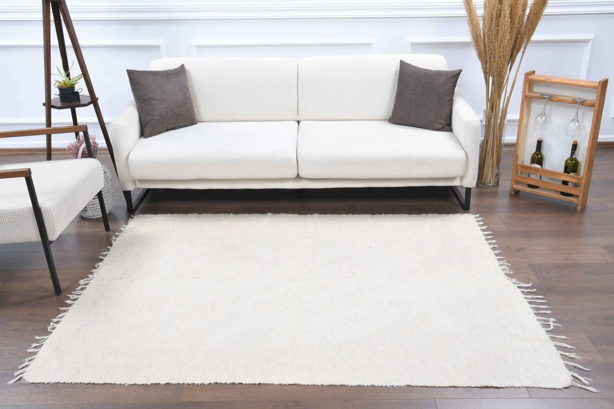 White Handmade Vintage Rug