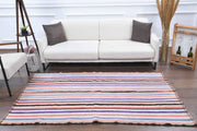 1960'lardan Anadolu kökenli ikat desenli el dokuma vintage kilim, 137x219 cm