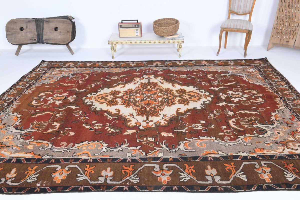 Red to Brown - Handmade Vintage Anatolian Rug