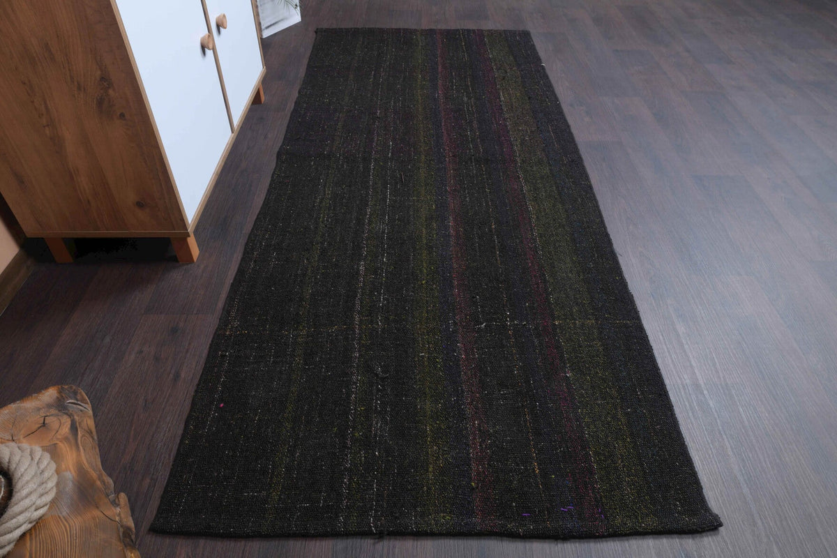 El yapımı vintage yolluk 97x231 cm düz desenli yün - yakın çekim doku detayı