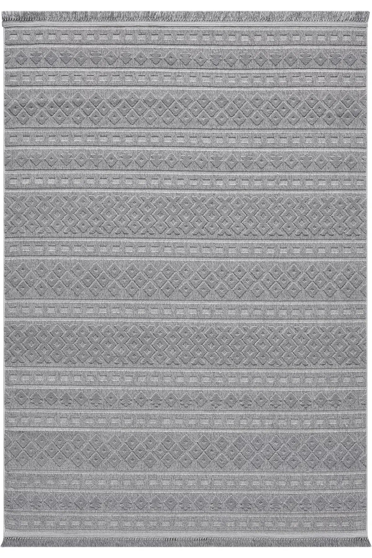 Gri Akdeniz Tarzı Canlı Bohem Modern Halı - 151GI