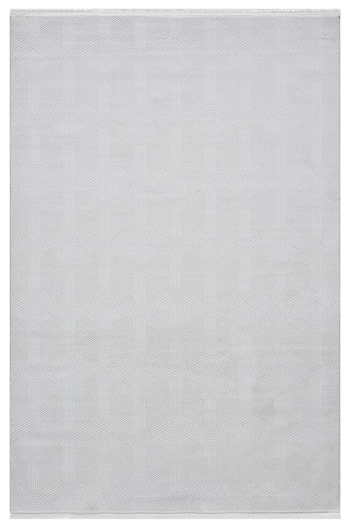 Beyaz Geleneksel Motifli Modern Salon Halısı - 4006BM