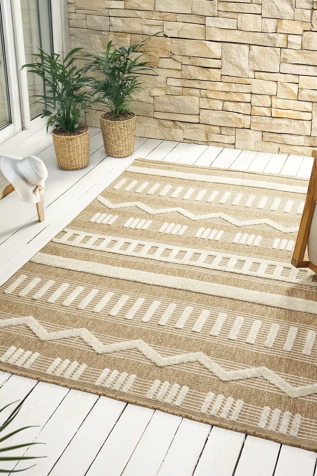 Yeşil Fas Desenli Bohem Etnik Modern Halı - 676YM