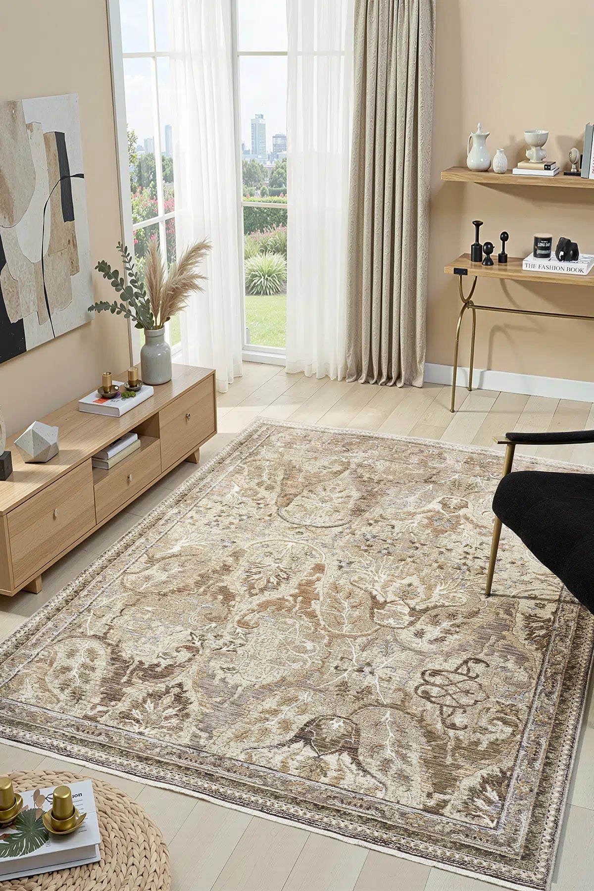 Bej Soyut Sanatsal Çok Renkli Modern Halı - 800BM