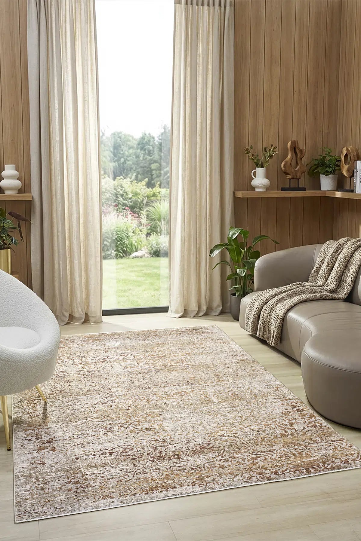Bej Soyut Sanatsal Çok Renkli Modern Halı - 805BM