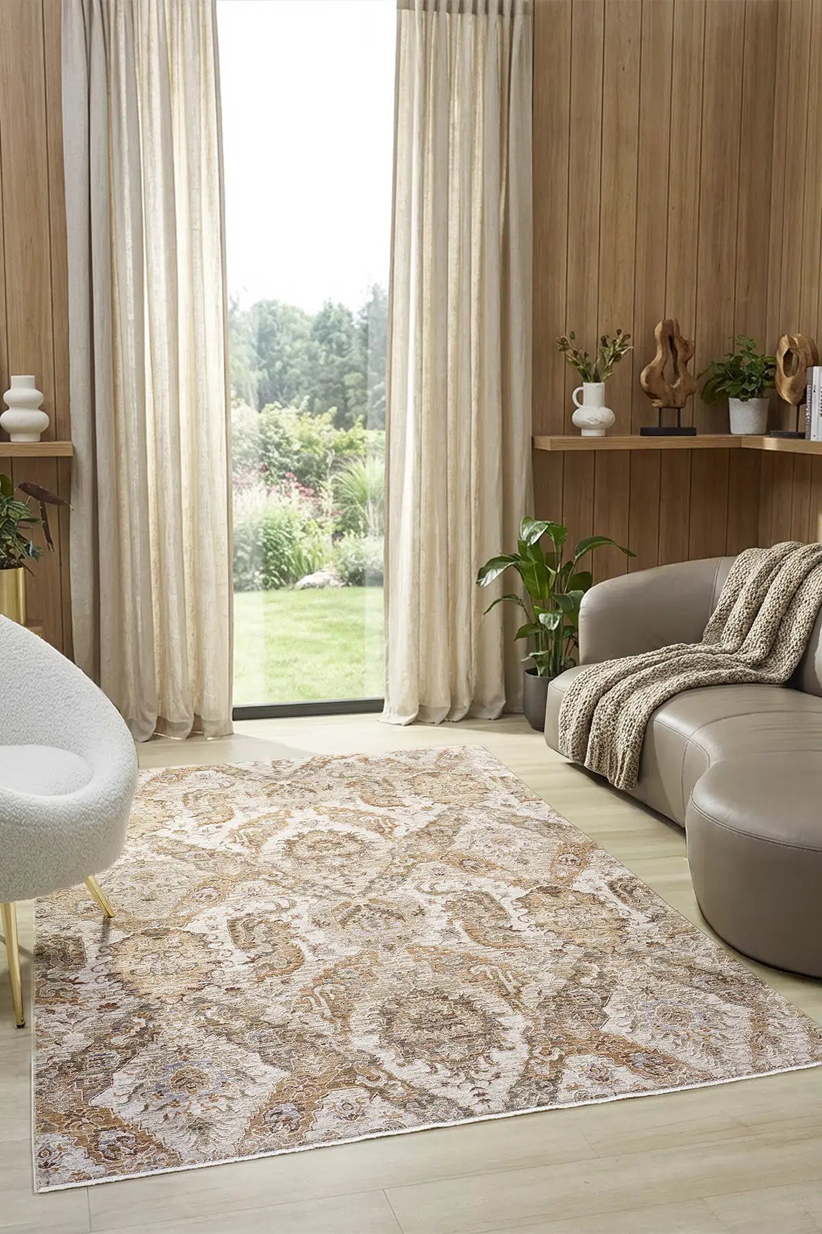 Bej Soyut Sanatsal Çok Renkli Modern Halı - 806BM