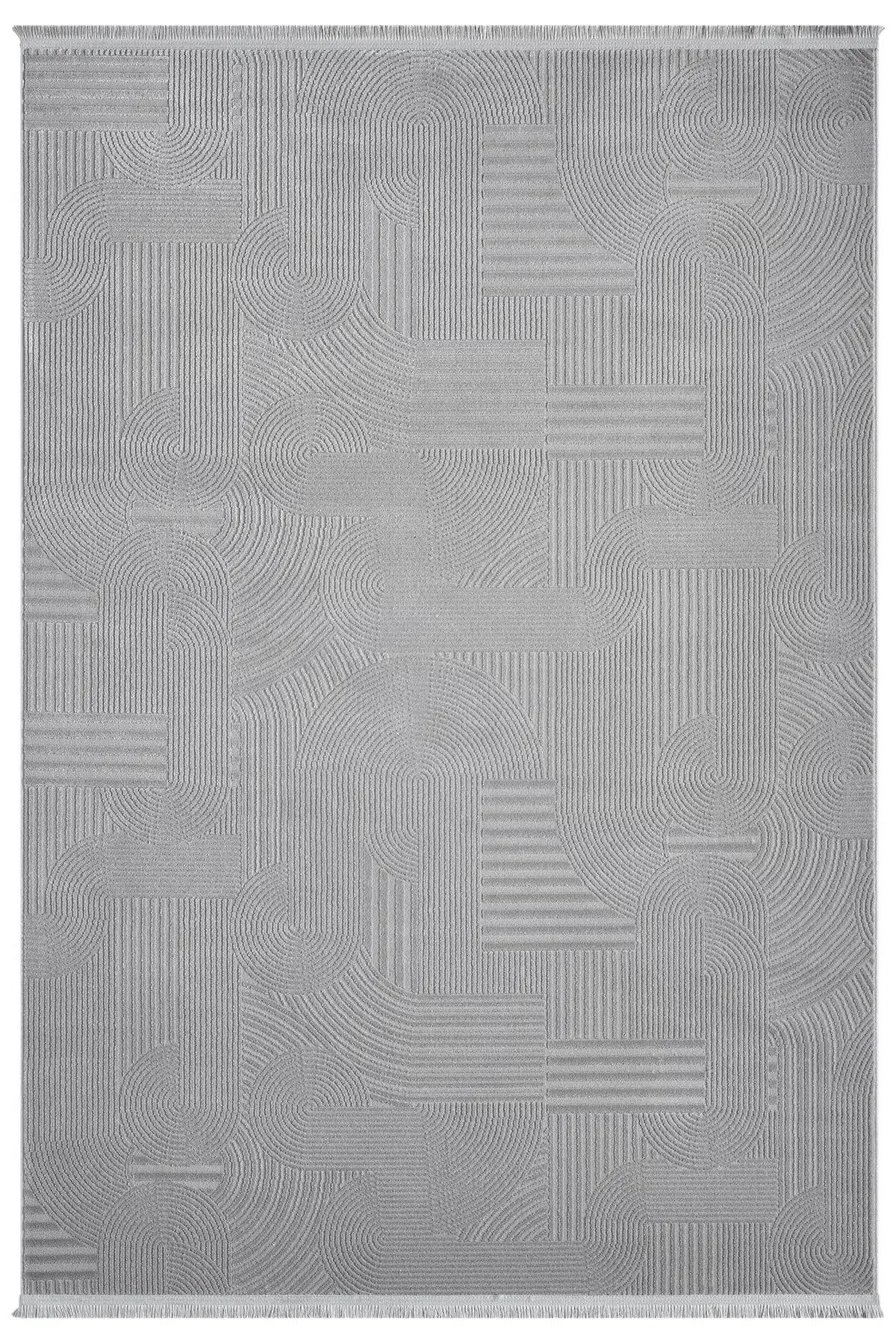 Gri Monokrom Düz Dokulu Minimalist Halı - 888GM