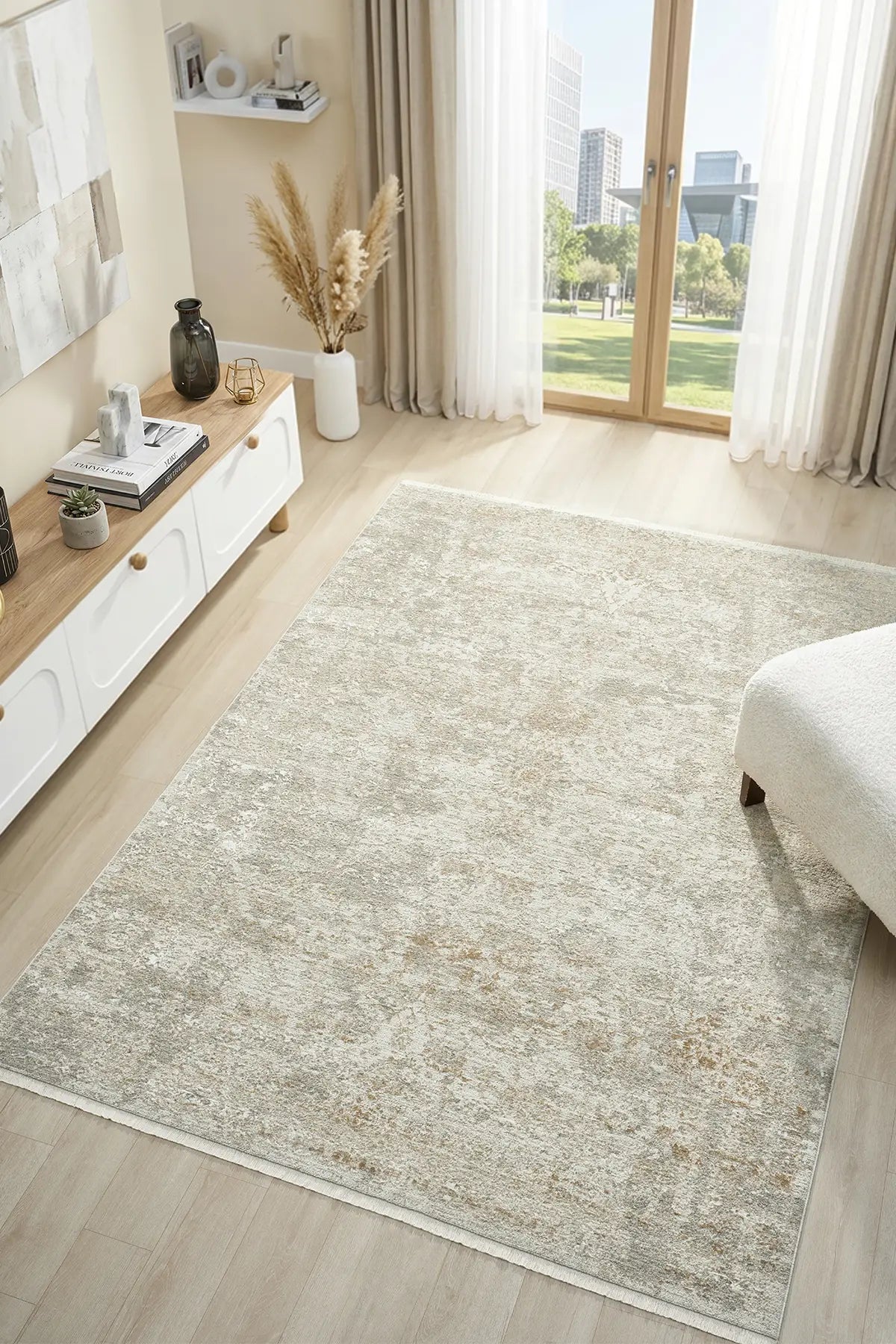 Gri Yalın Dokuma Naturel Minimalist Halı - 1300GN