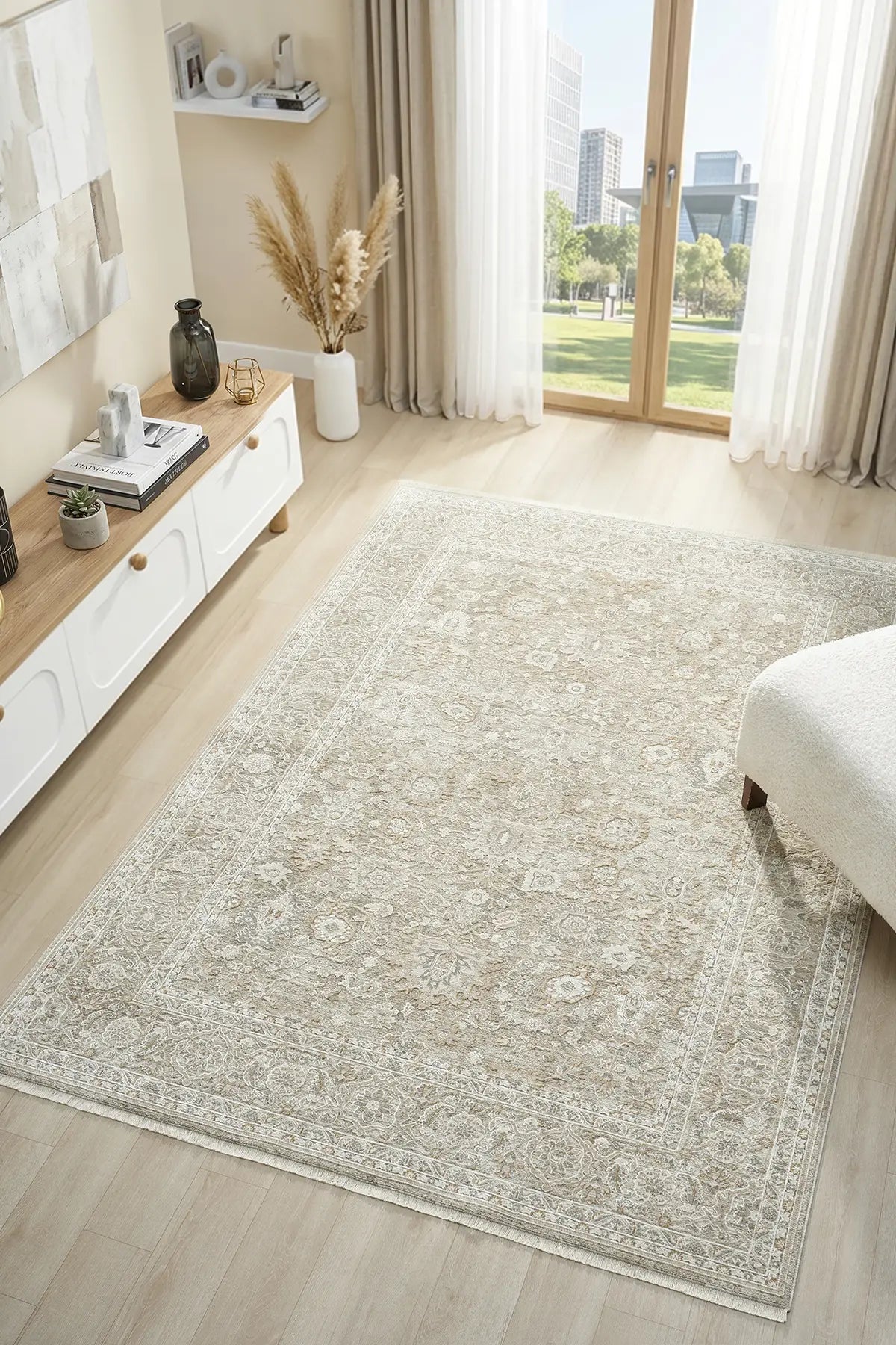 Krem Yalın Dokuma Naturel Minimalist Halı - 1303KN