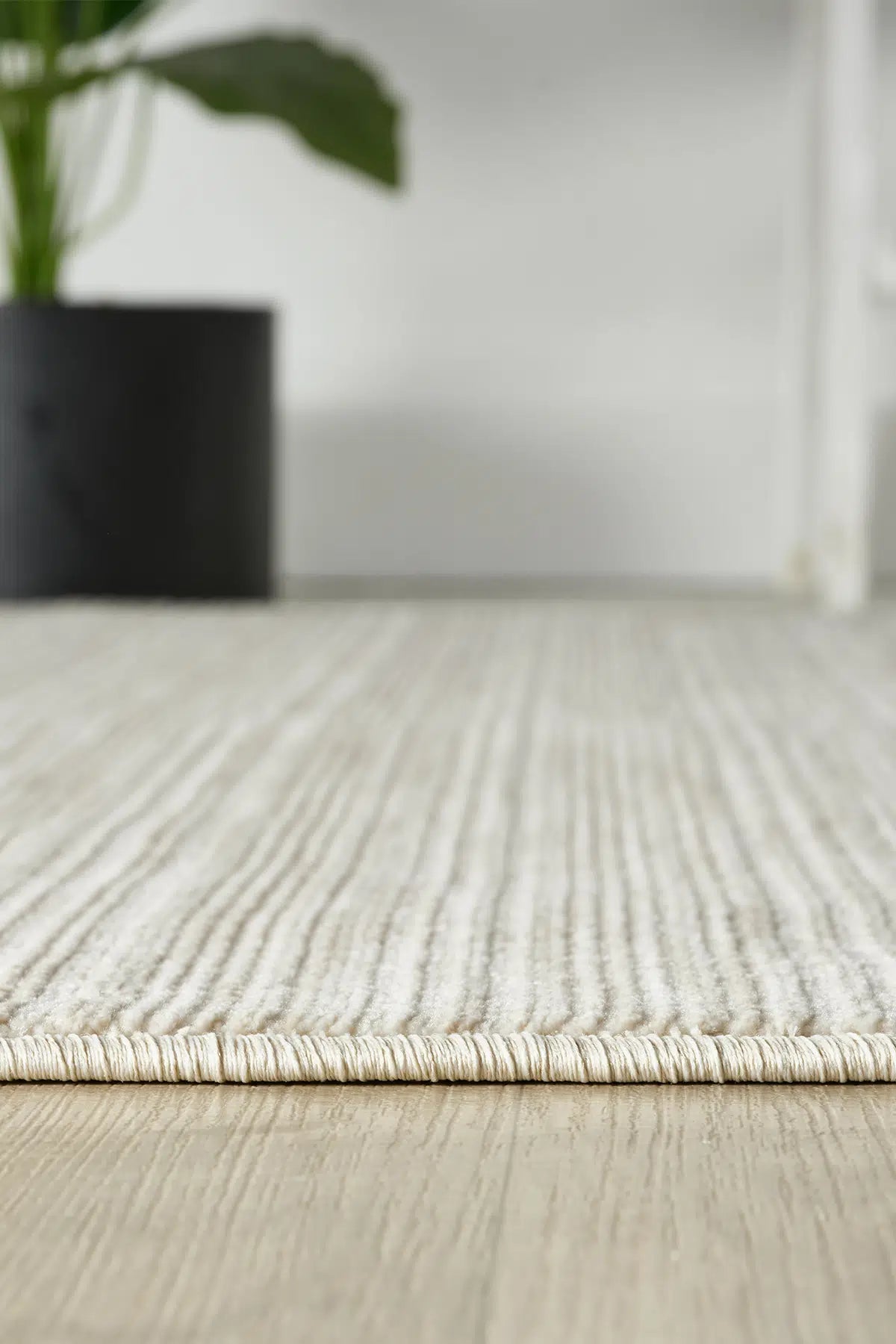 Krem Çizgili Dokuma Dayanıklı Modern Halı - 3301KO