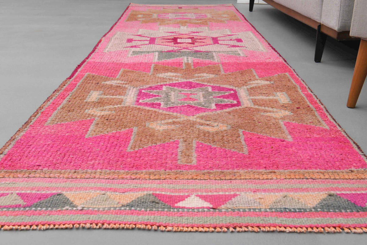 El yapımı vintage yolluk 97x353 cm tribal desenli yün - mekan görünümü