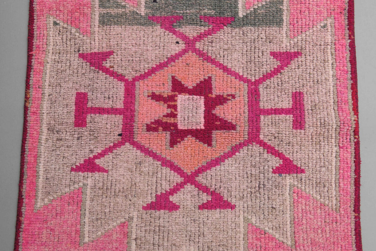 El yapımı vintage yolluk 97x353 cm tribal desenli yün - farklı açıdan görünüm