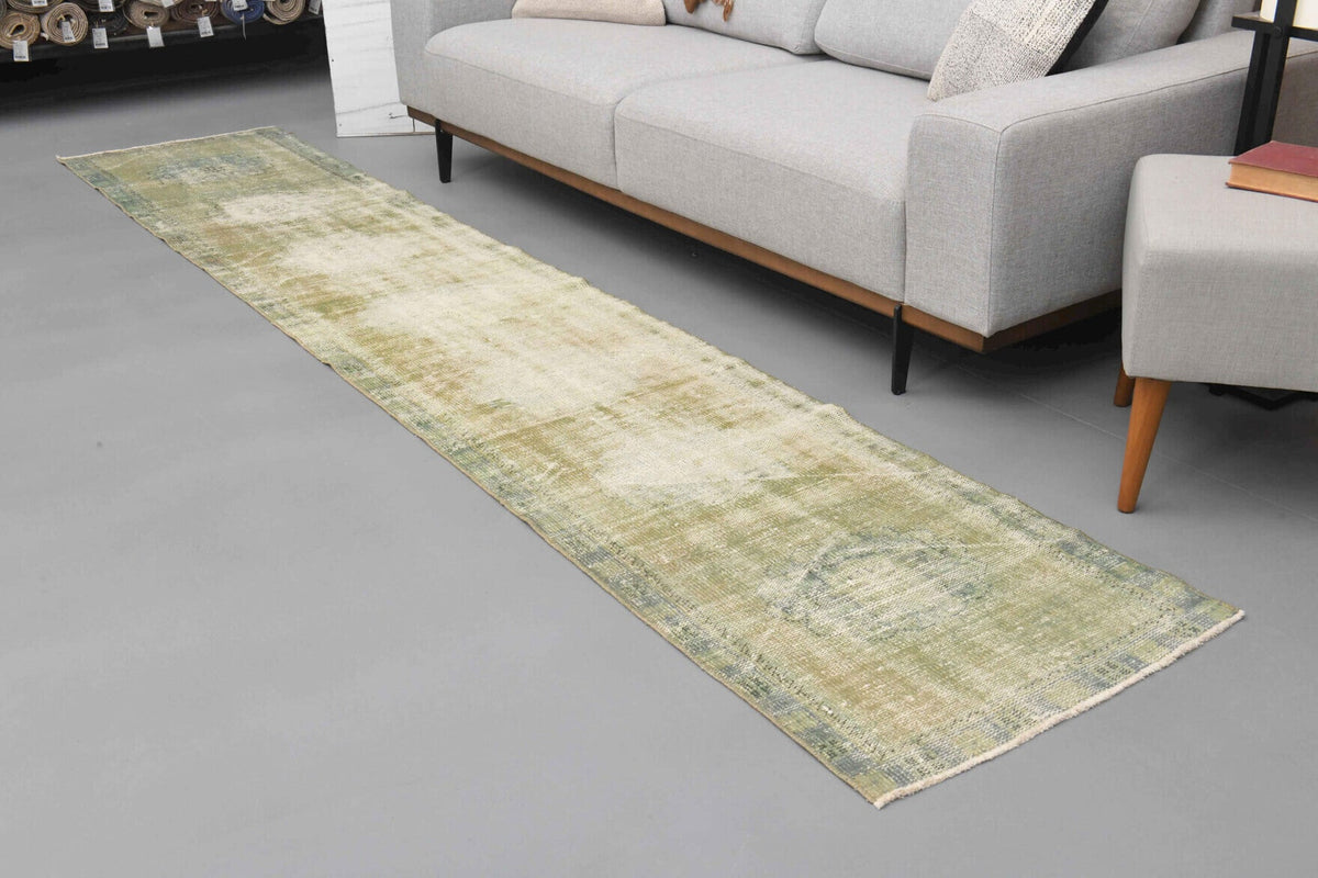 El yapımı vintage yolluk 64x351 cm soyut desenli yün - desen detayı