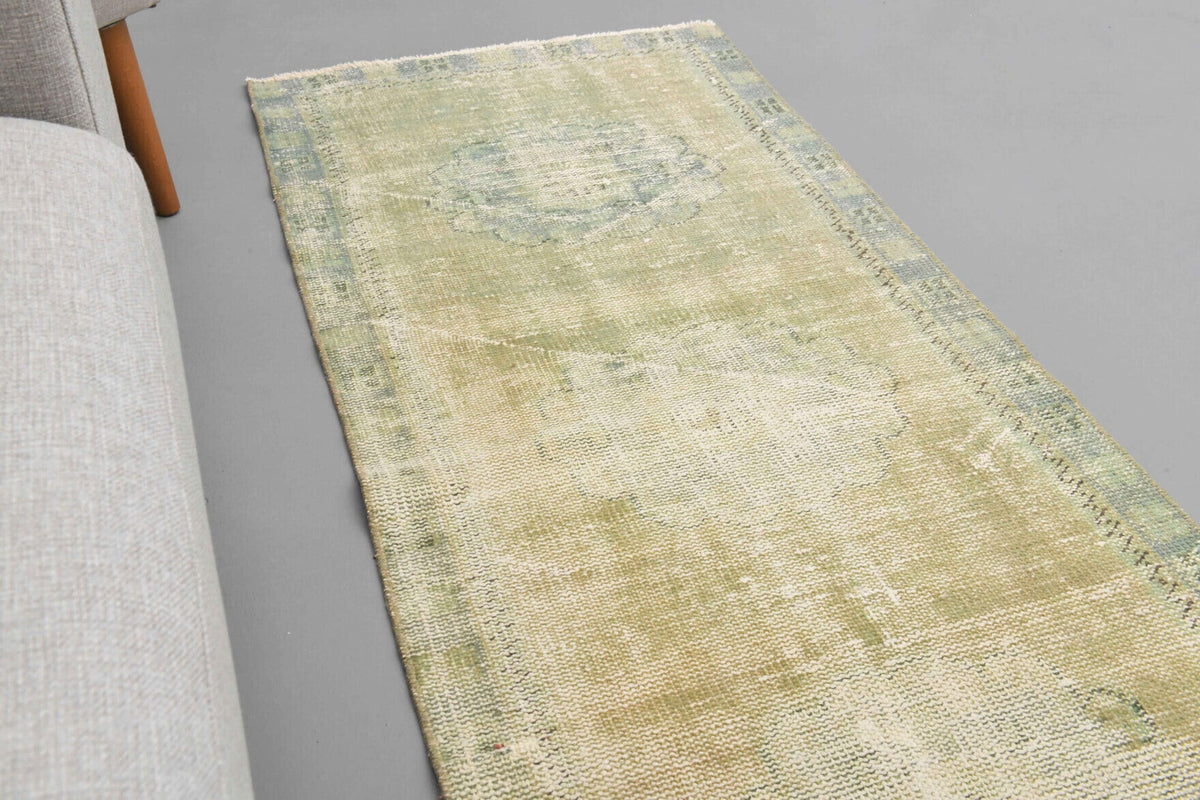 El yapımı vintage yolluk 64x351 cm soyut desenli yün - açık alan görünümü