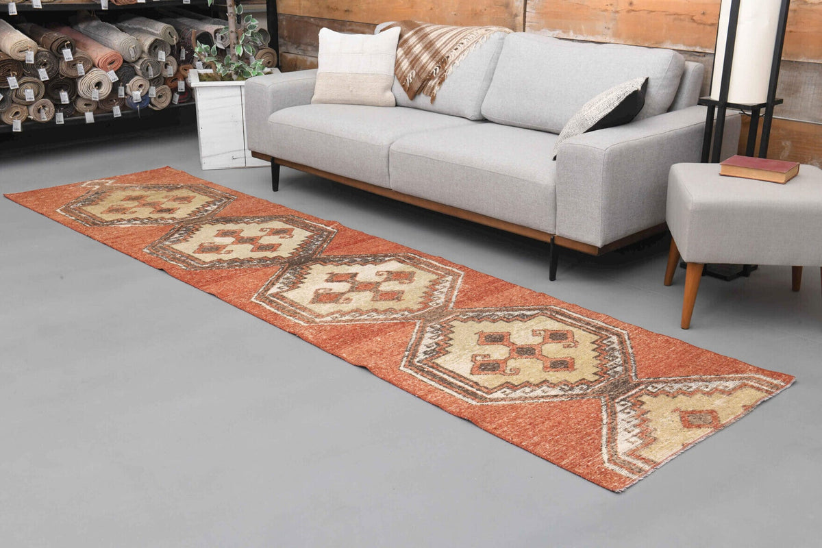 El yapımı vintage yolluk 91x361 cm tribal desenli yün - desen detayı