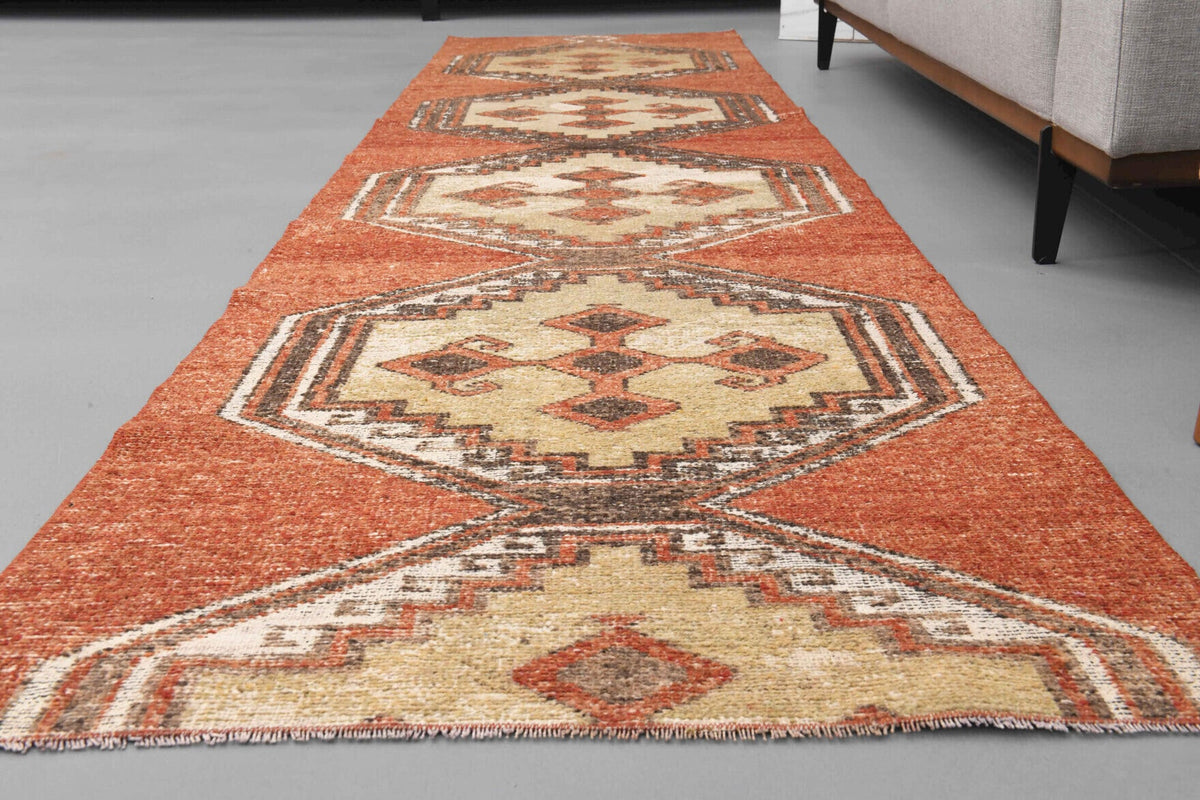 El yapımı vintage yolluk 91x361 cm tribal desenli yün - mekan görünümü