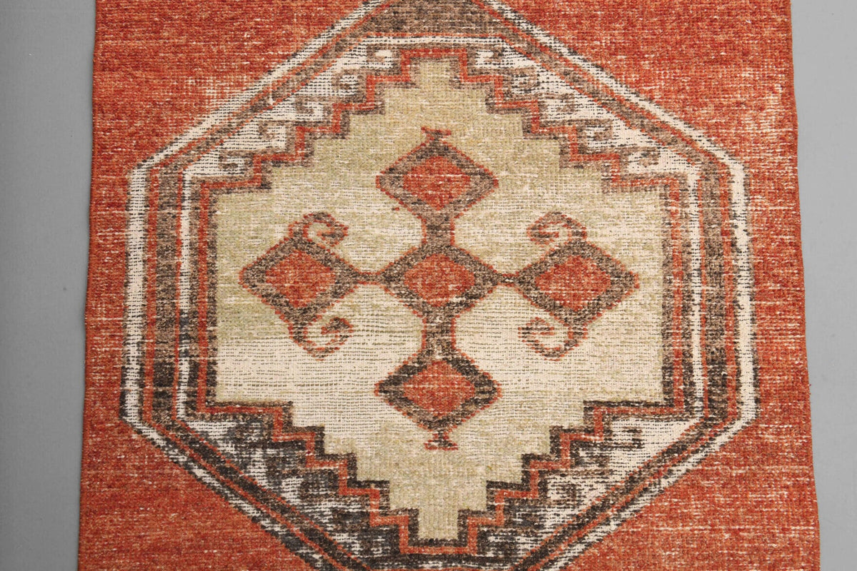 El yapımı vintage yolluk 91x361 cm tribal desenli yün - farklı açıdan görünüm