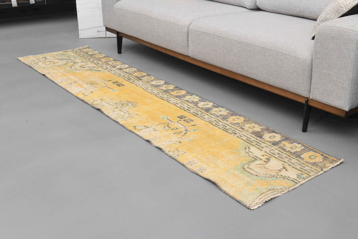 El yapımı vintage yolluk 58x241 cm oryantal desenli yün - desen detayı