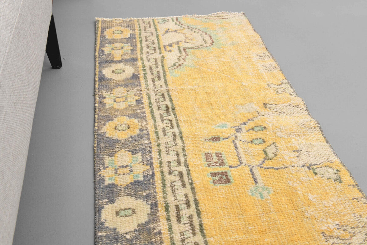 El yapımı vintage yolluk 58x241 cm oryantal desenli yün - açık alan görünümü