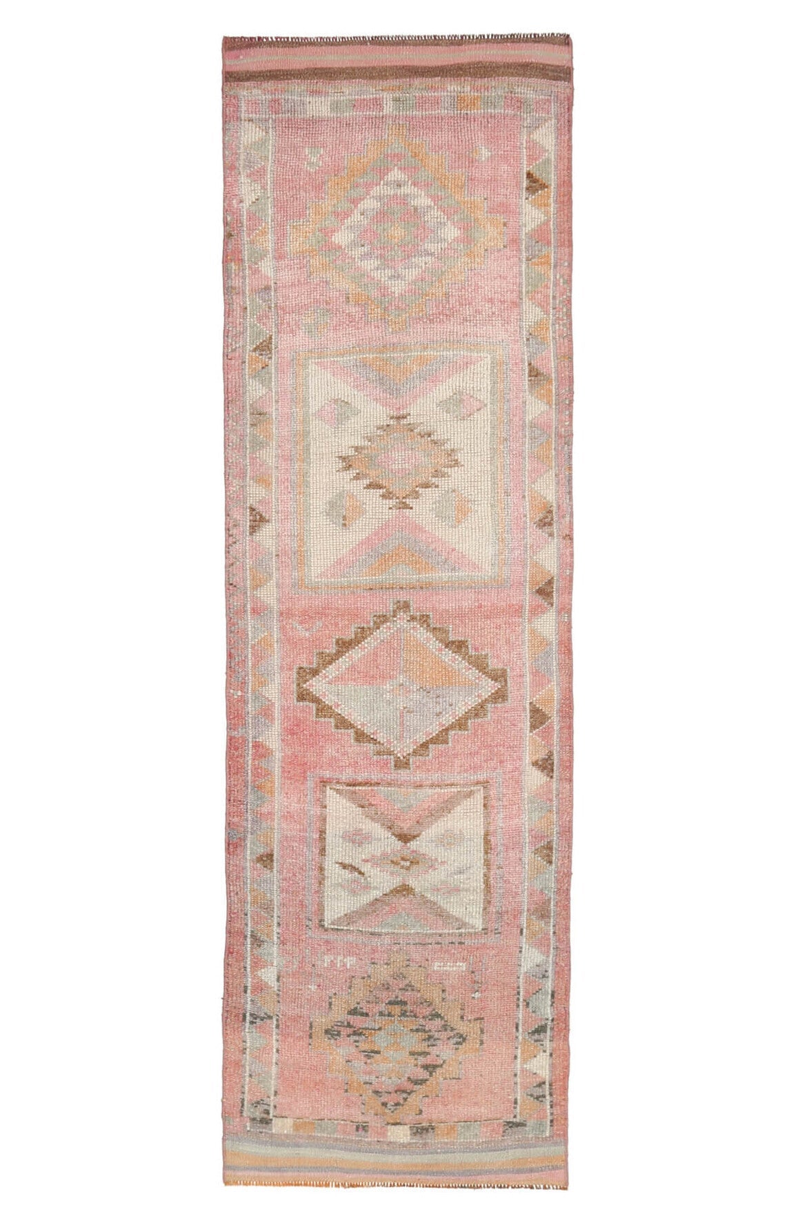 El yapımı vintage yolluk 81x279 cm oryantal desenli yün