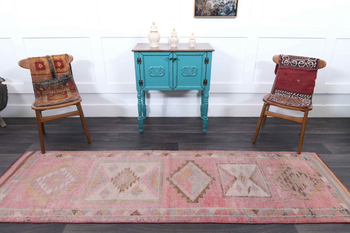 El yapımı vintage yolluk 81x279 cm oryantal desenli yün - desen detayı