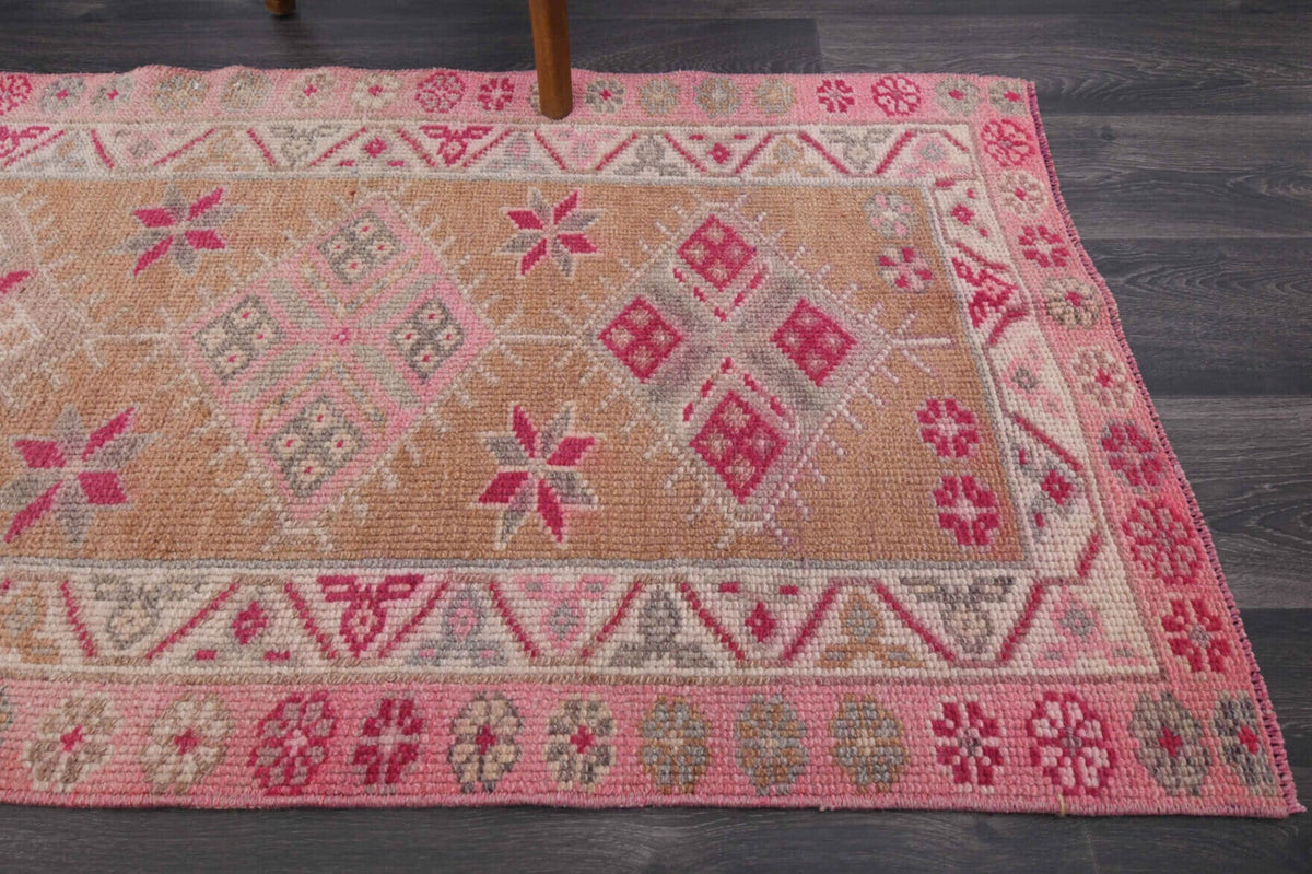 El yapımı vintage yolluk 81x361 cm i̇kat desenli yün - mekan görünümü