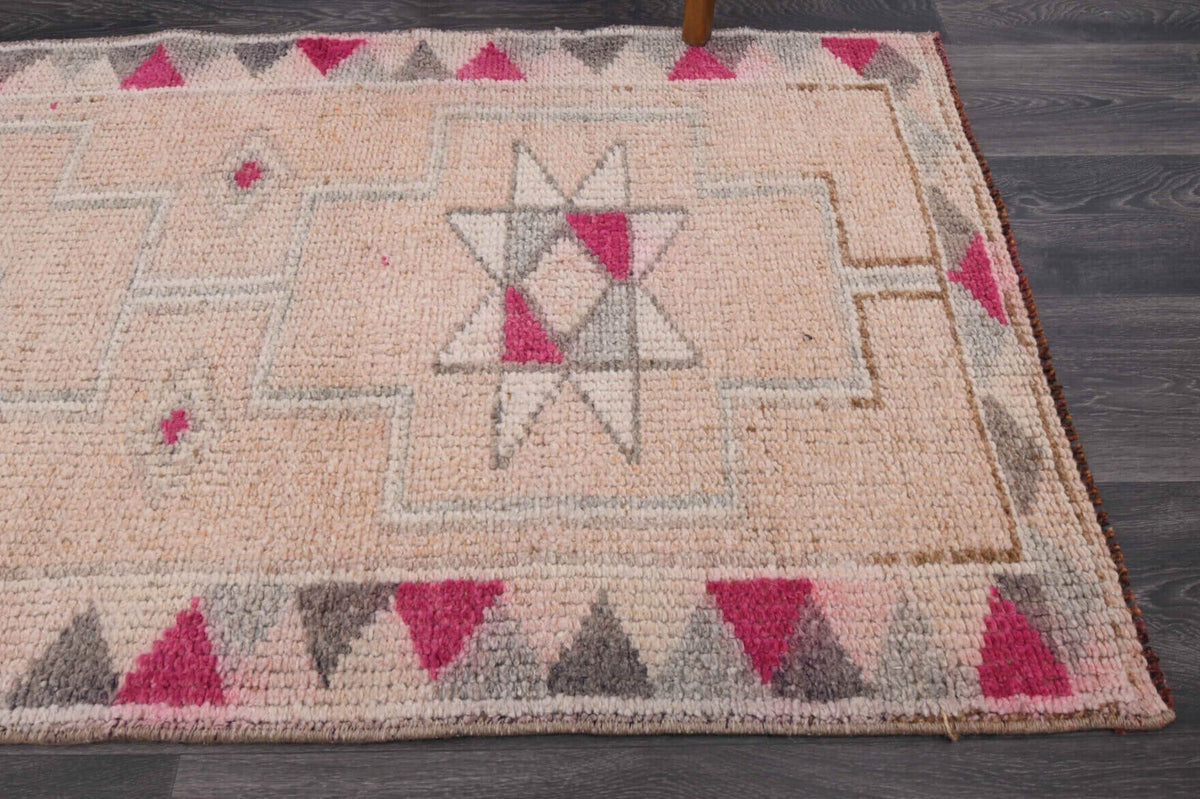 El yapımı vintage yolluk 79x305 cm geometrik desenli yün - mekan görünümü