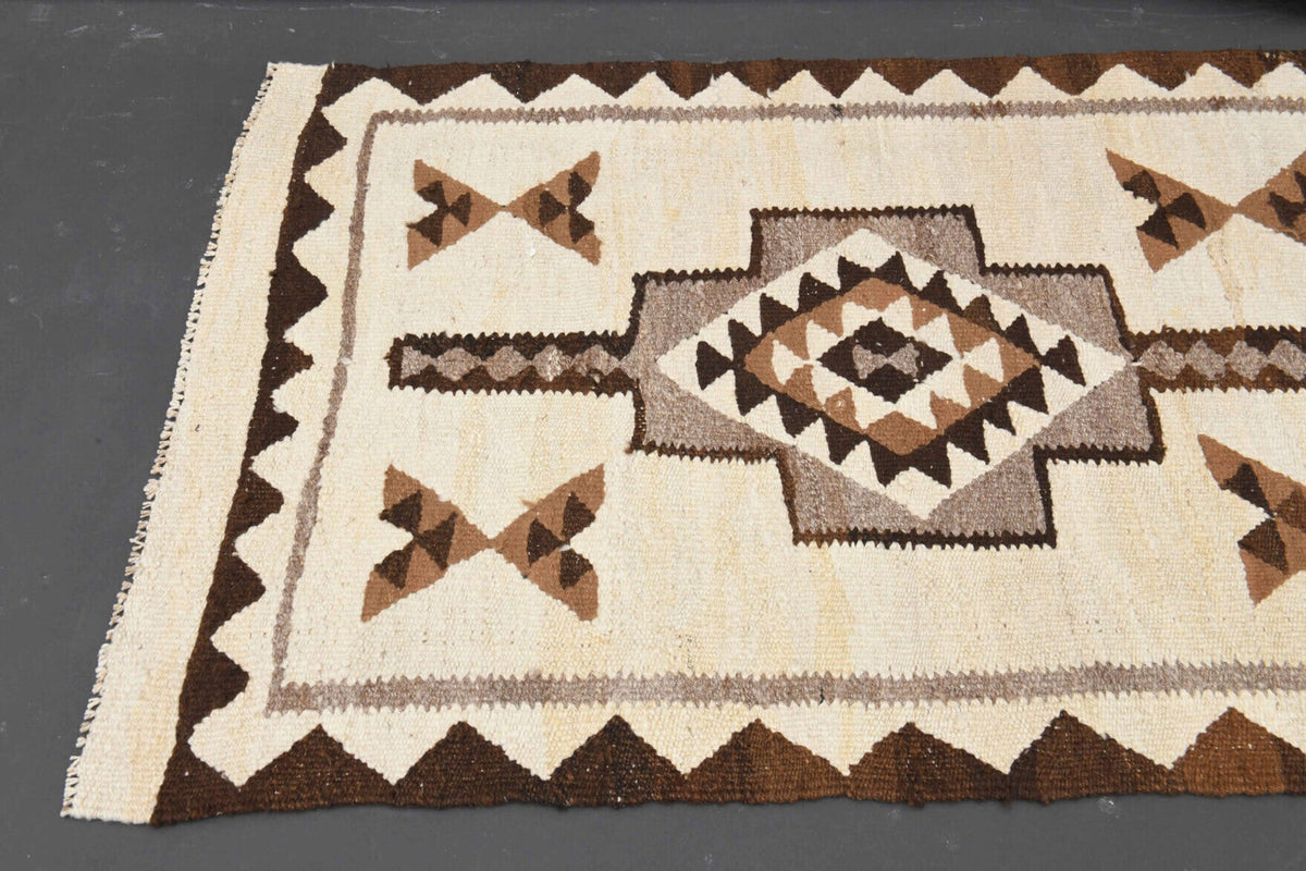 El yapımı vintage yolluk 94x292 cm i̇kat desenli yün - desen detayı