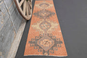 El yapımı vintage yolluk 76x262 cm geometrik desenli yün - detay görünümü